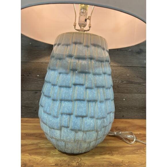 Uttermost Talima Blue Crackle Glaze Ceramic Table Lamp 29” Brushed Nickel - Picture 4 of 13